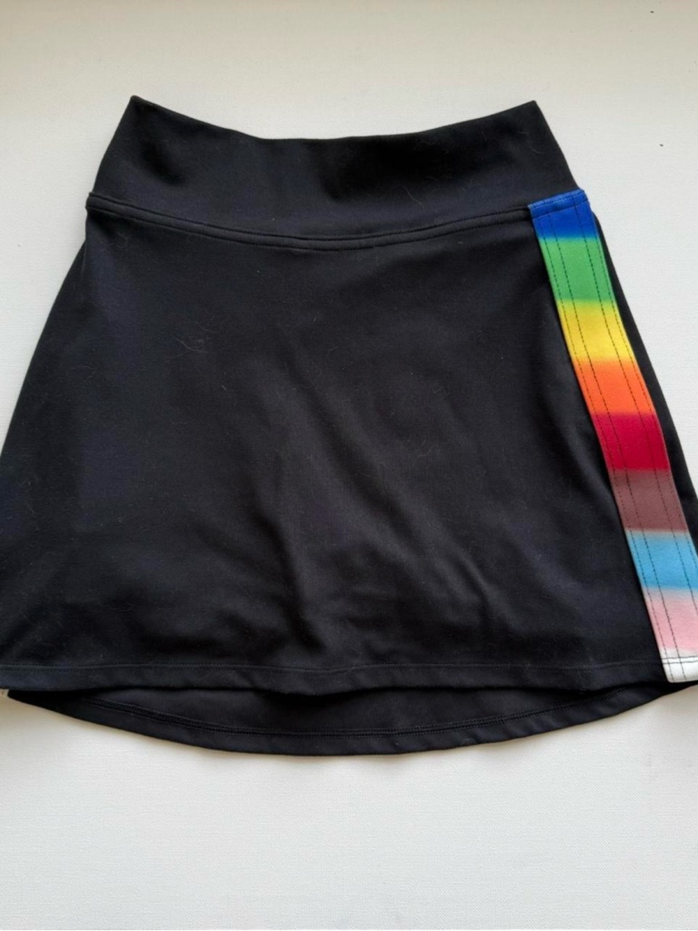 Gilly Hicks Black Mini Skirt with Rainbow Side Stripe